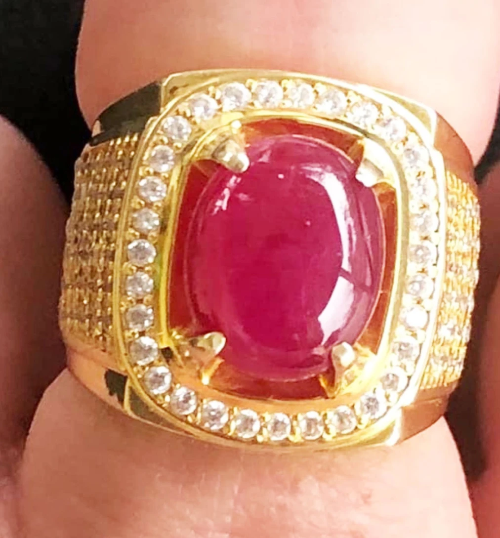 Nhẫn nam ruby rồng phượng may mắn