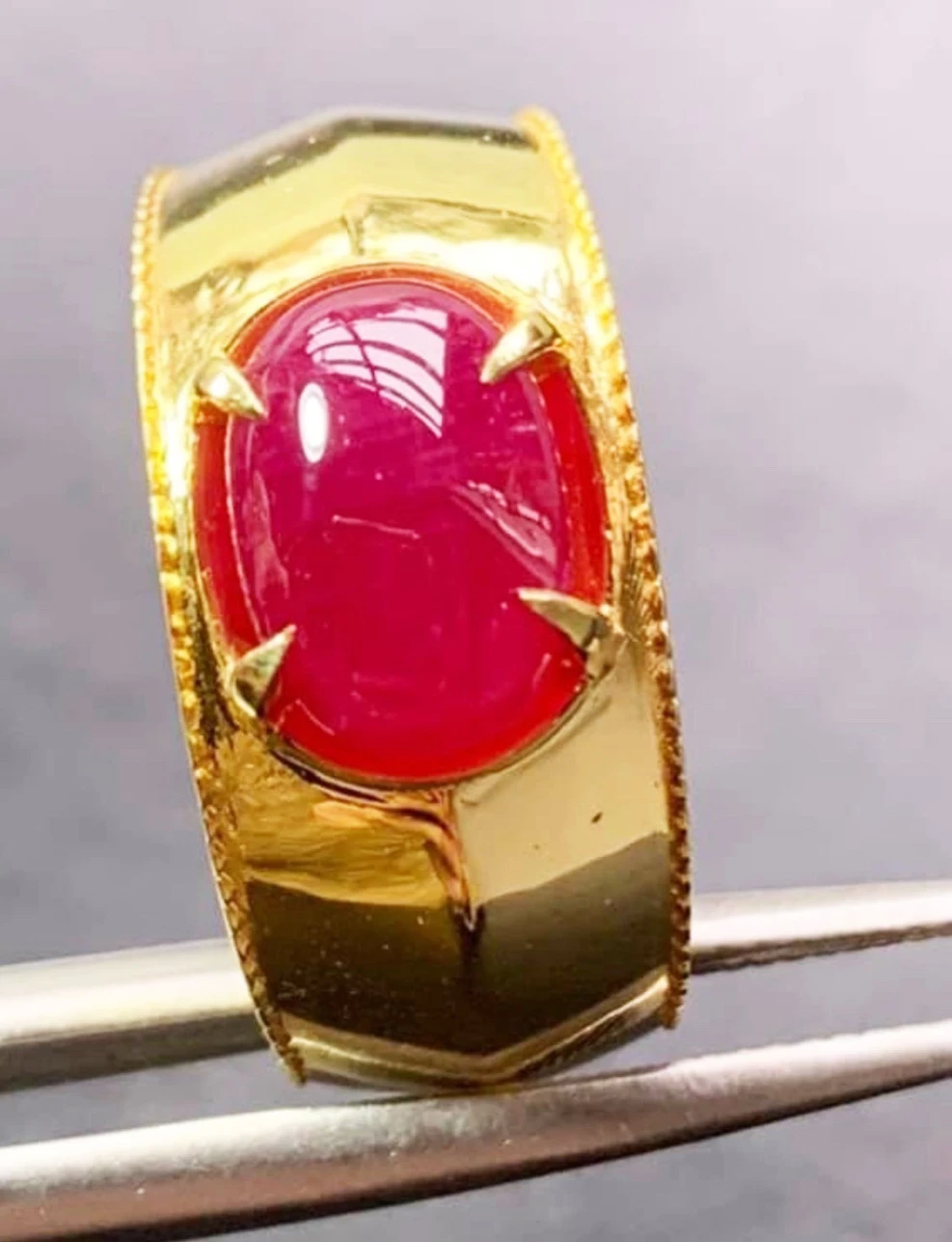 Nhẫn nam đá ruby tự nhiên